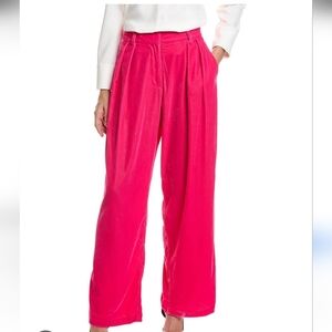 STAUD “Luisa” Velvet Wide-Leg Pants – Hot Pink – Size 6